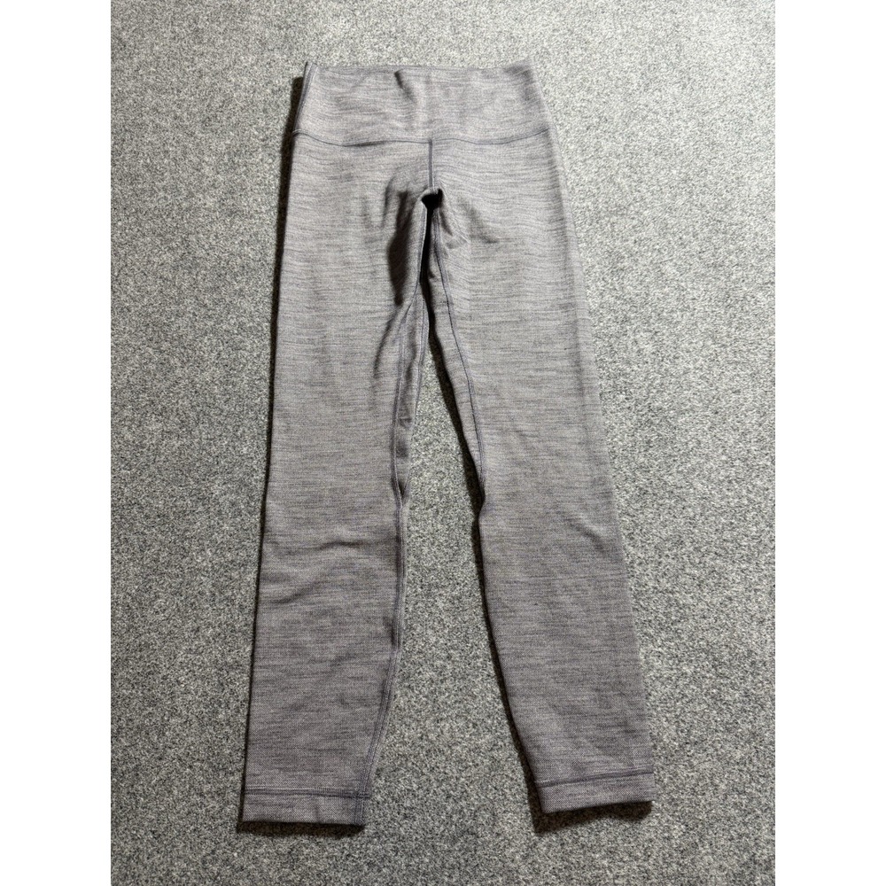 Lululemon Align Pant II 25" Mini Heathered Herringbone Gray Mid Rise W5CFGS Sz 6
